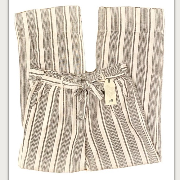JOLT NWT STRIPE LINEN BLEND PANTS, Wide Leg, Sz Large, New With Tags - Picture 1 of 7